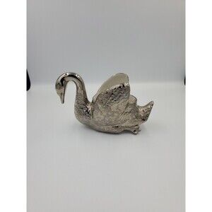 RARE WEEPING SILVER DIPPED SWAN PLANTER BY HOLLEY ROSS LaANNA PA GOOSE China
